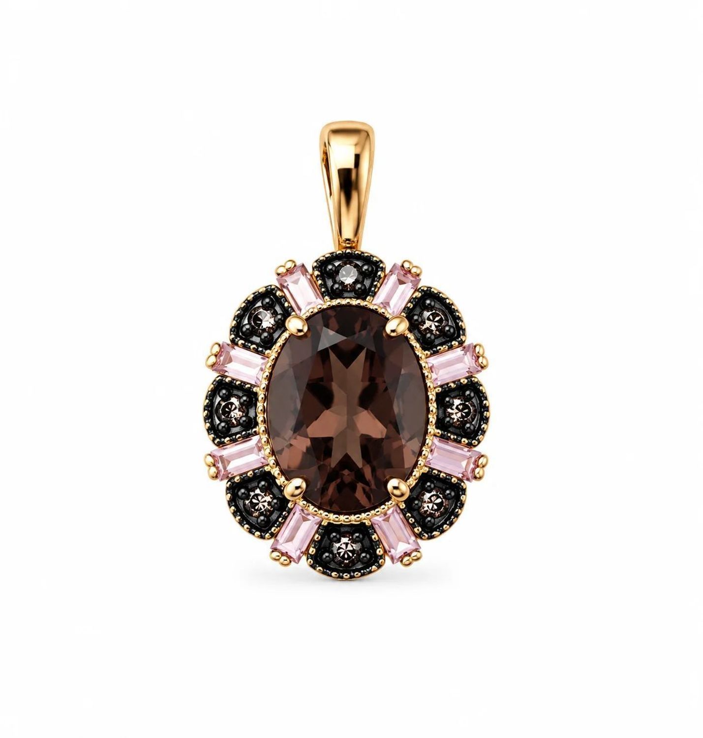 Złota zawieszka 585 z diamentami 0,06 ct, granatami i kwarcem dymnym 1,39 ct CHSI.jpg