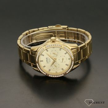 Piękny zegarek damski w kolorze złotym. Zegarek damski z dodatkowymi tarczami, nadaję świetnego wyglądu. Zegarek damski na bransolecie stalowej (4).jpg