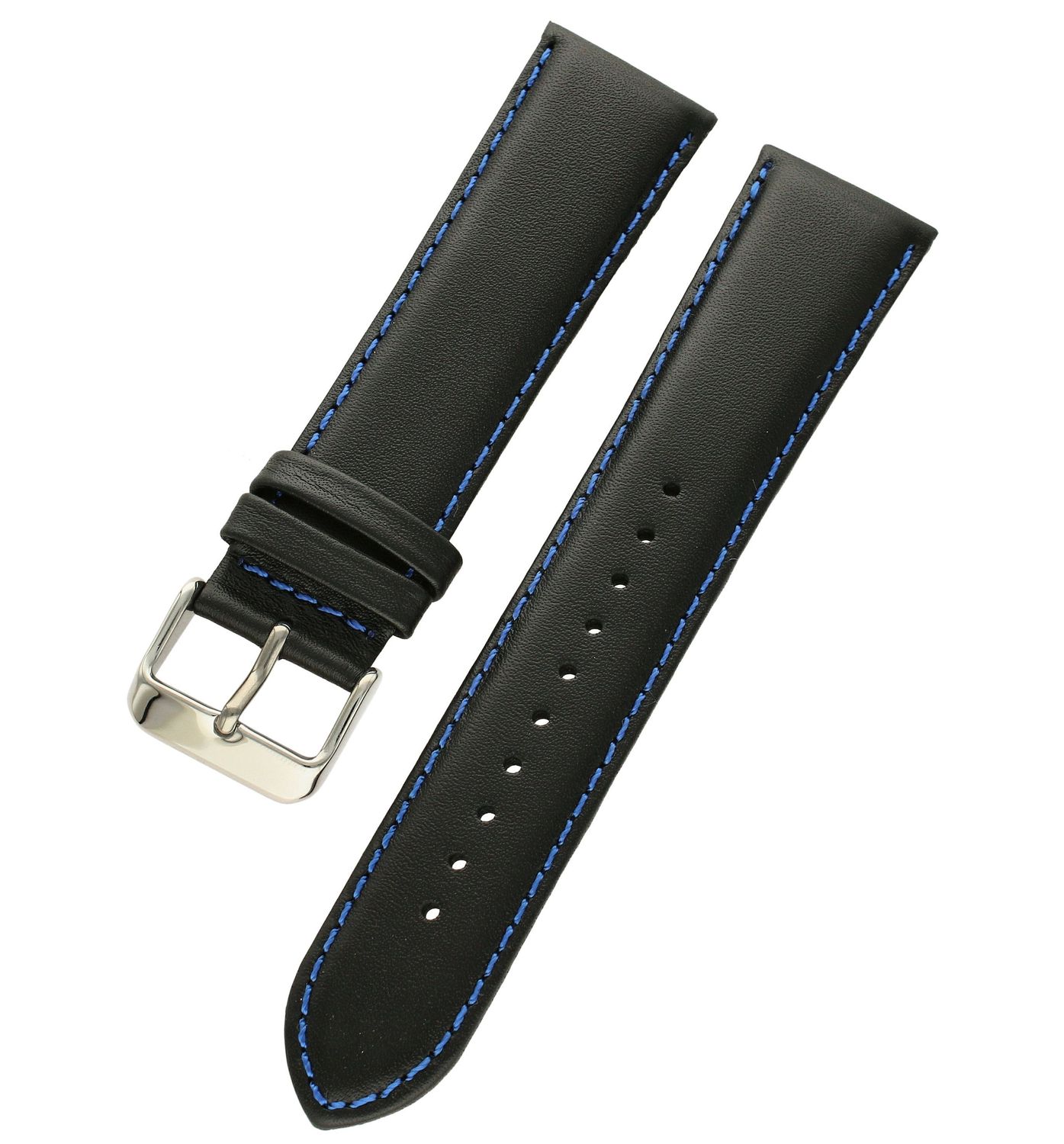 Pasek do zegarka czarny skórzany Lorus 'Czary z niebieskim przeszyciem' RPG024X.jpg