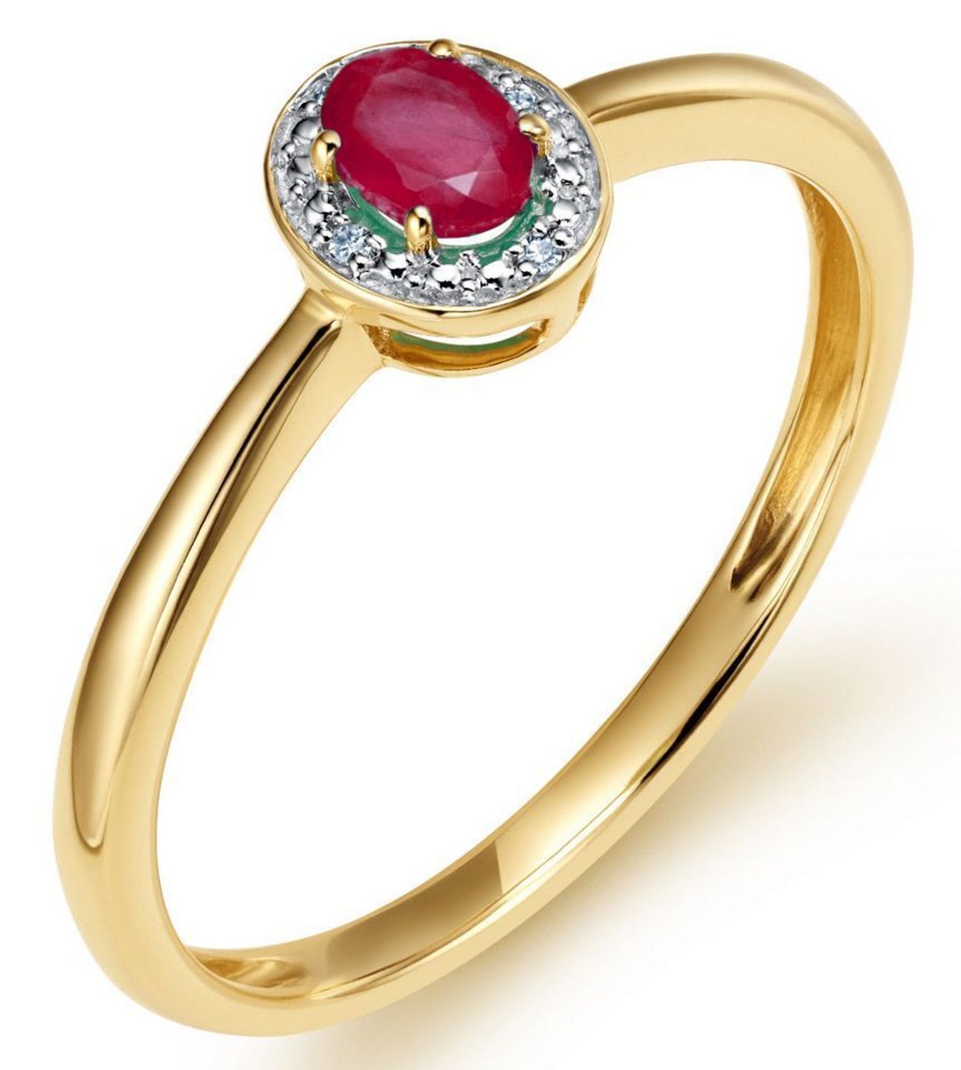 Elegancki złoty pierścionek z rubinem i 4 diamentami 0,01ct GHSI. Model RR46045RBY, próba 585, rozmiar 13 – styl i szlachetność w jednym.1.jpg