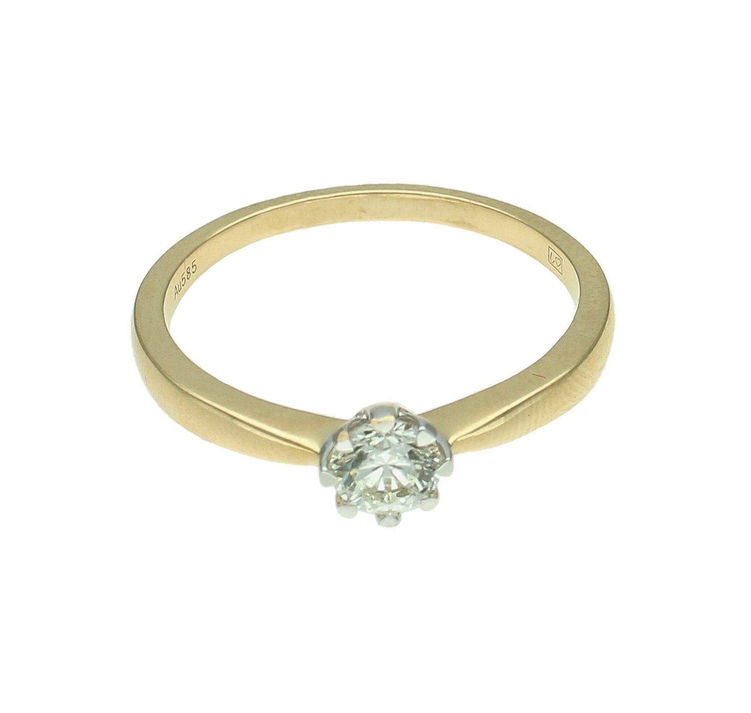 Złoty pierścionek damski 585 z Jednym centralnym Białym Diamentem 0.40 ct RR46587IGIY.jpg