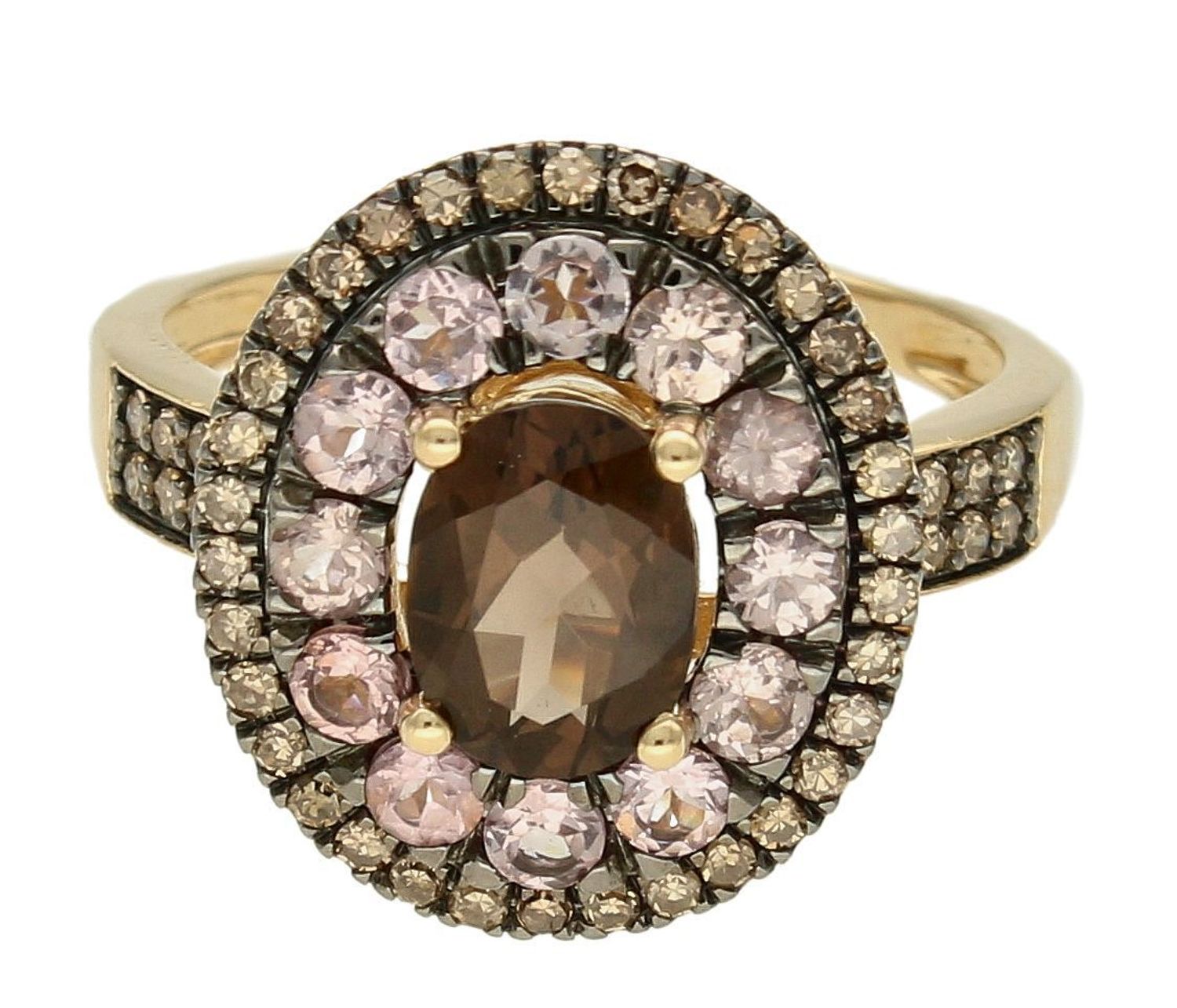 Pierścionek złoty Szampańskie Diamenty, Granat, Kwarc Dymny 585 rozmiar 16 (4).jpg