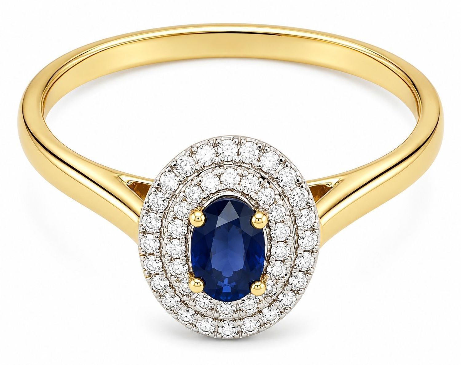 Złoty pierścionek damski 585 z szafirem i 44 brylantami 0,11 ct.jpg