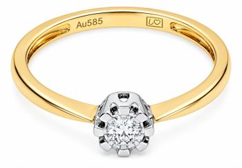 Złoty pierścionek 585 z diamentem 0,07 ct RR574Y.jpg