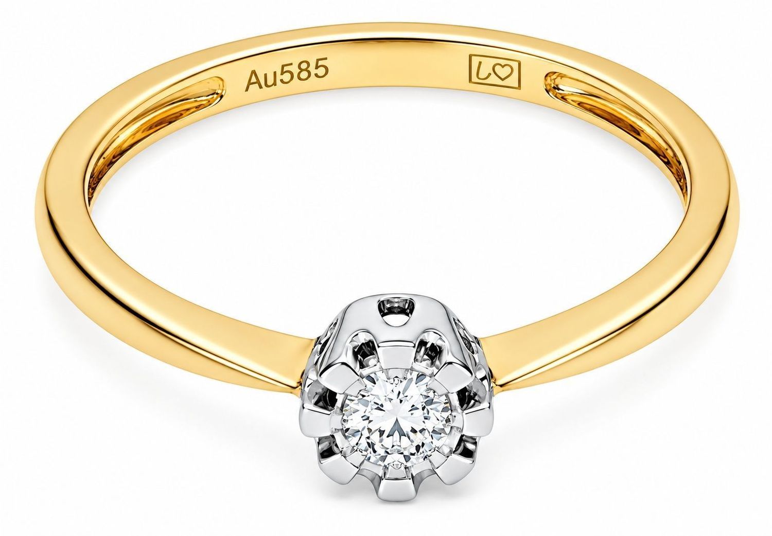 Złoty pierścionek 585 z diamentem 0,07 ct RR574Y.jpg