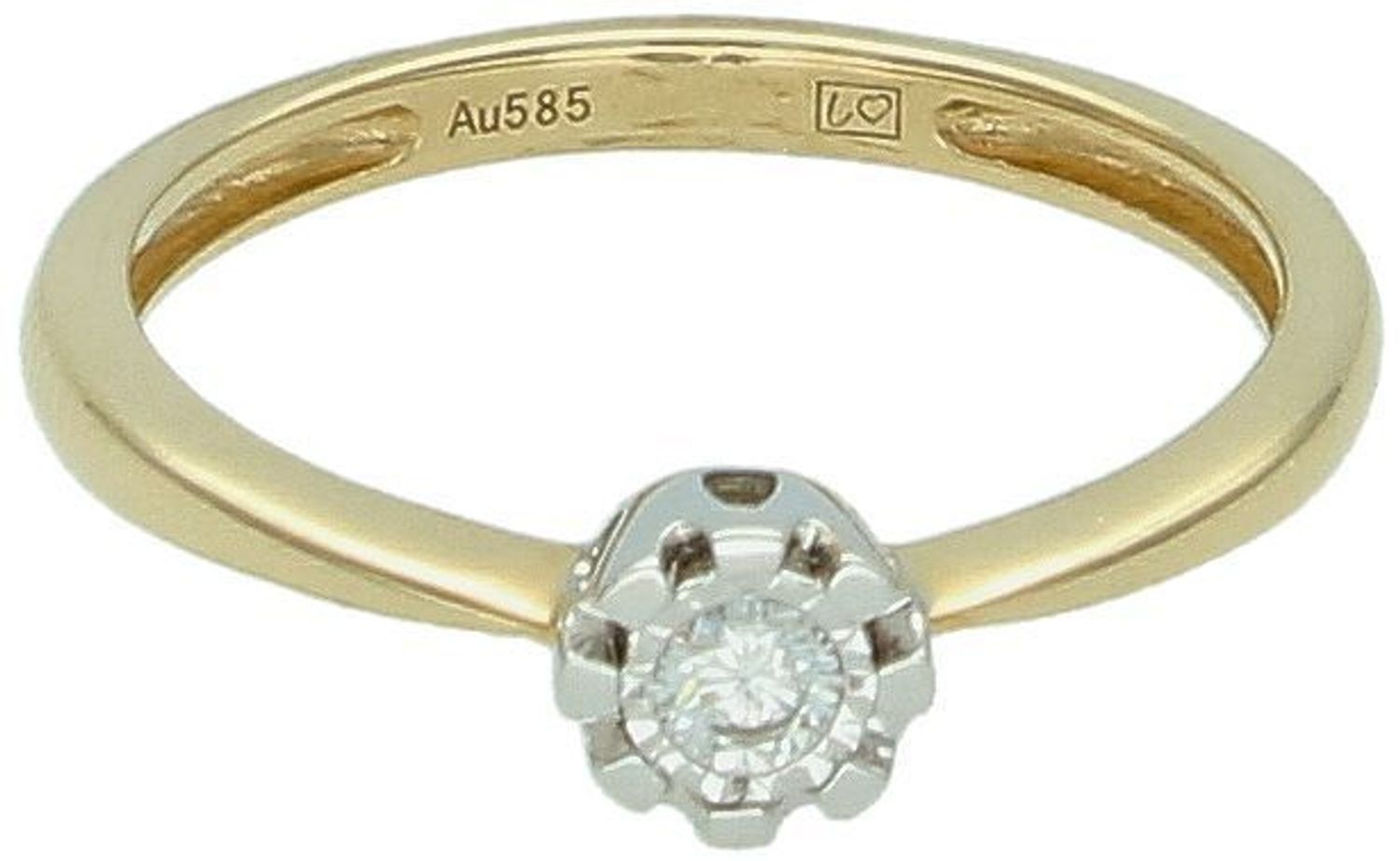 Złoty pierścionek z diamentem 0,07ct GHSI – RR574Y.jpg