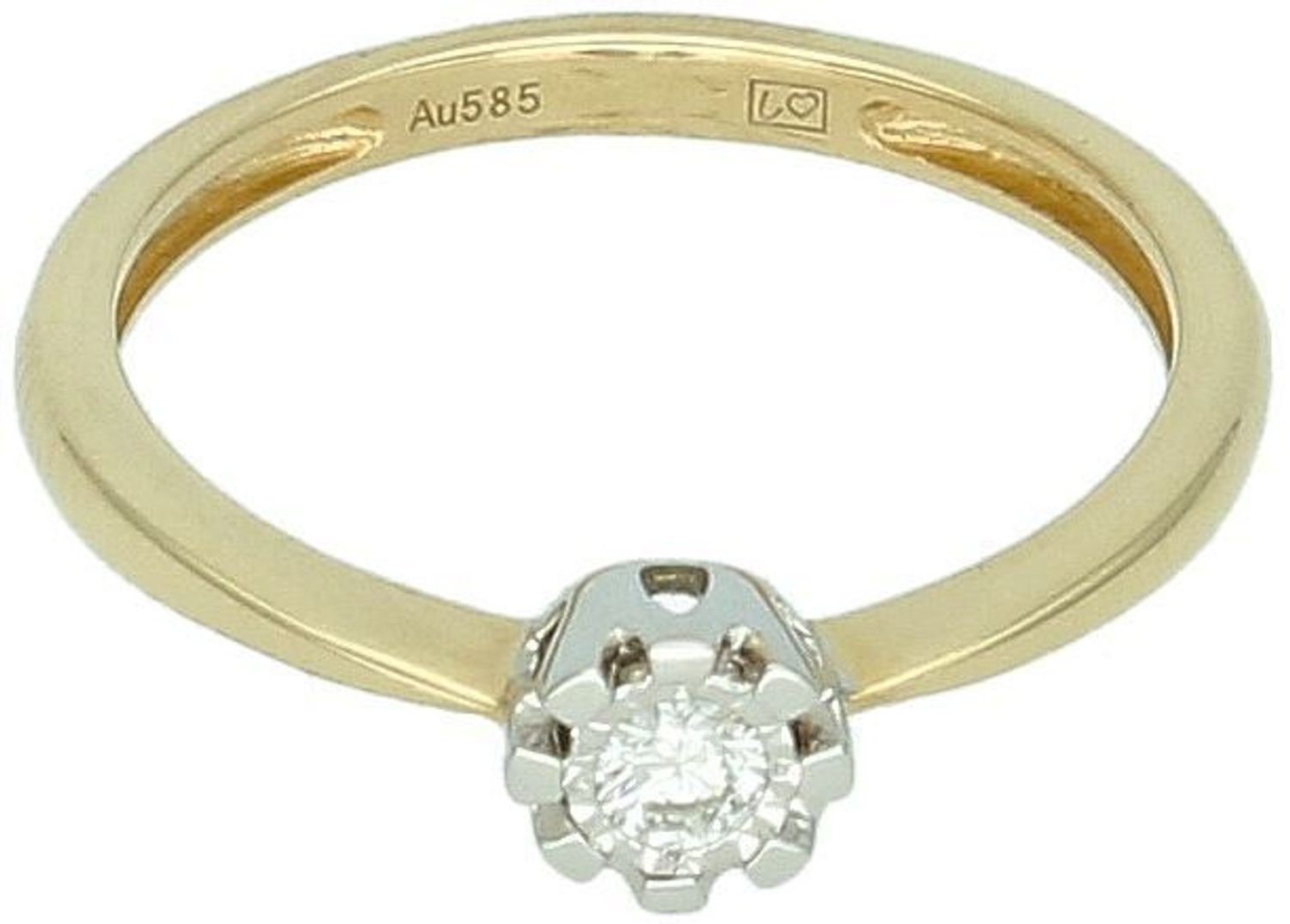 Złoty pierścionek z diamentem 0,07ct GHSI – RR574Y.jpg