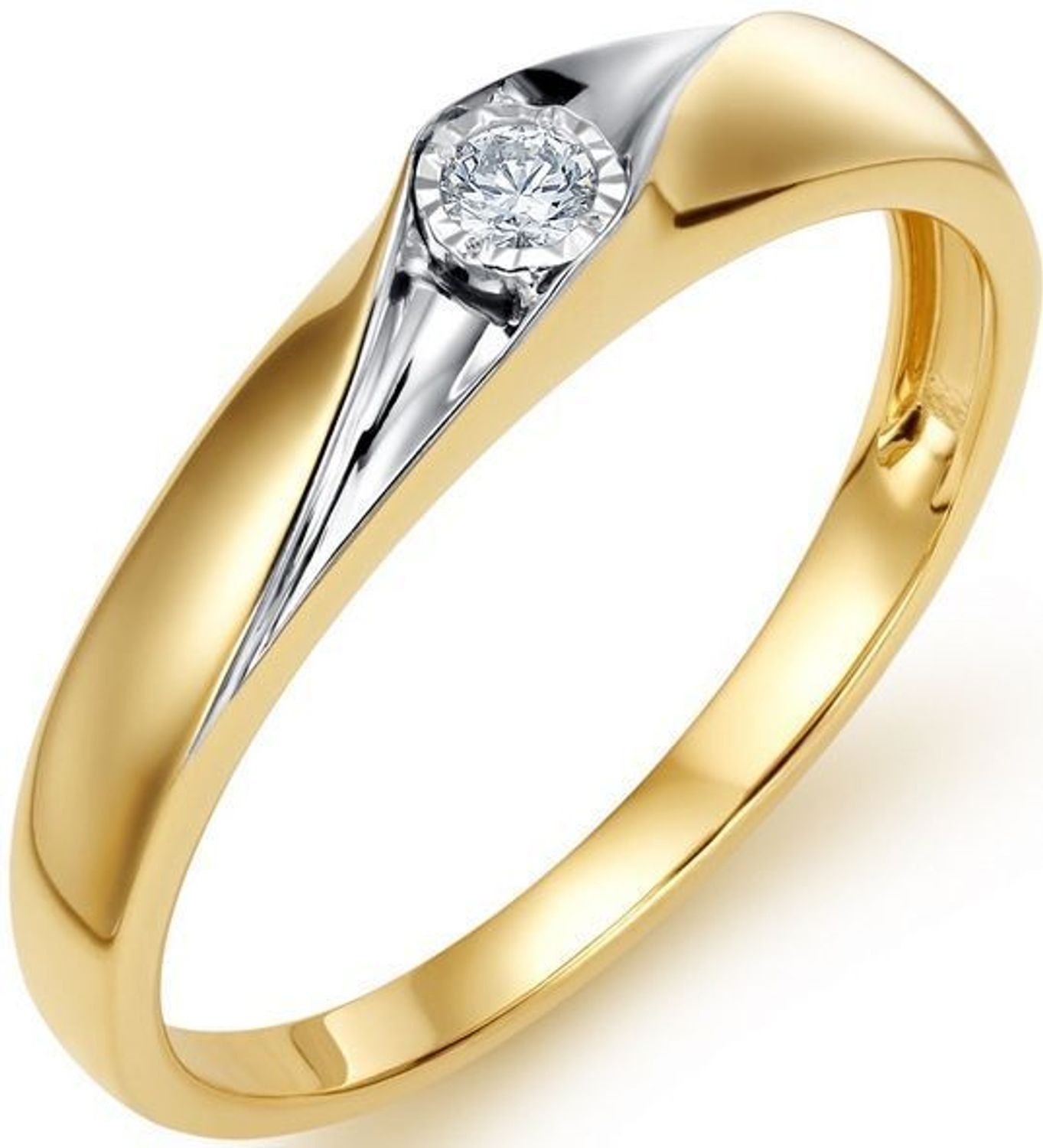 Złoty pierścionek RR585Y z diamentem 0,05ct GHSI. Rozmiar 17, próba 585, waga 2,90 g. Klasyczna forma i subtelny blask w eleganckim wydaniu.1.jpg