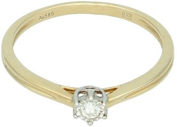 Złoty pierścionek z diamentem 0,05ct GHSI – RR602Y, próba 585, rozmiar 14.jpg
