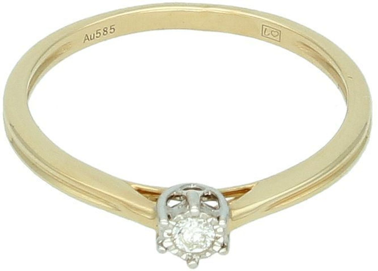 Złoty pierścionek z diamentem 0,05ct GHSI – RR602Y, próba 585, rozmiar 14.jpg