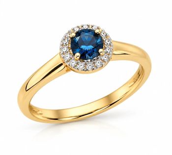 Złoty pierscionek 585 z pięknym topazem London Blue 0,27 ct i 17 diamentami 0,05 ct rozmiar 12 (1).jpg