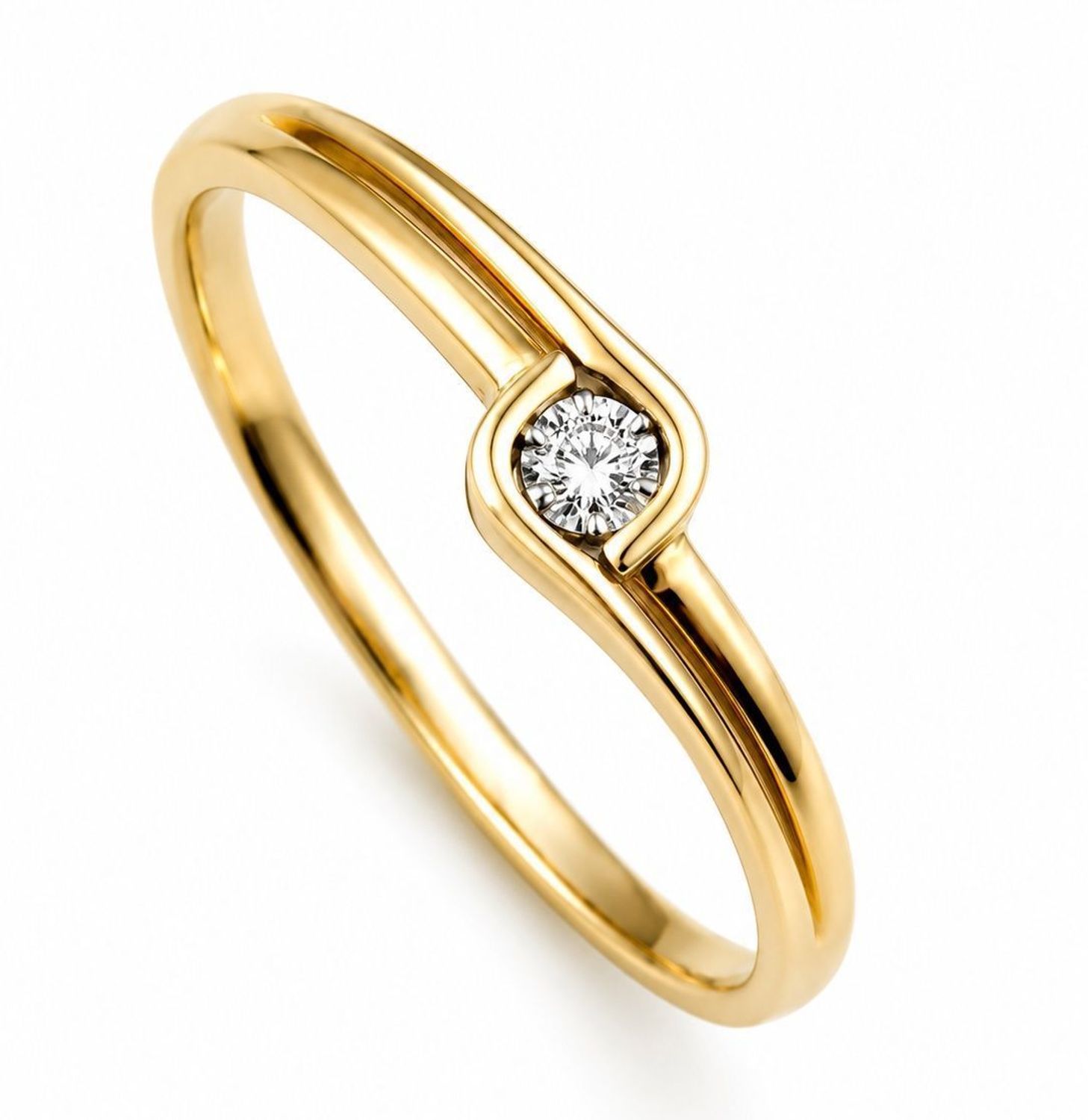 Pierścionek z Diamentem 0,04 ct - Owinięty  Złoto 585  Nowoczesna Elegancjac.jpg