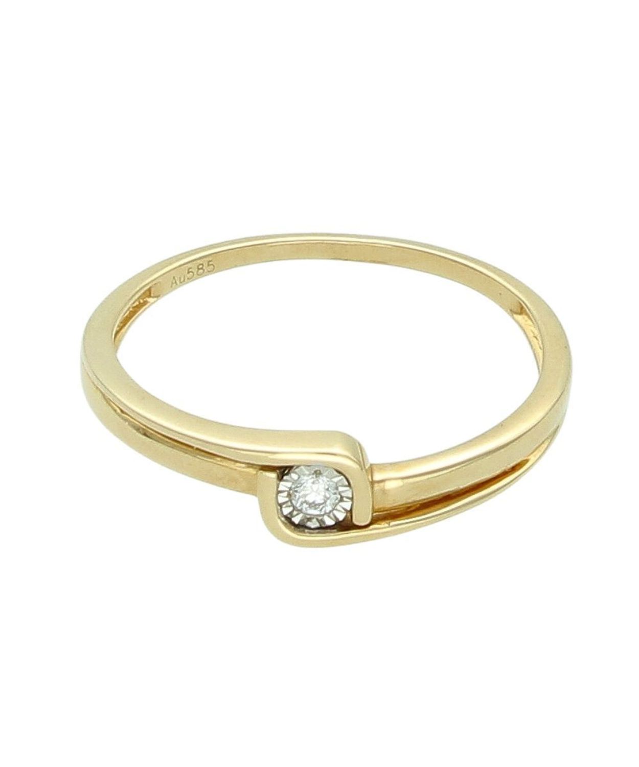 Złoty Pierścionek z Diamentem „Owinięty Diament”  Złoto 585  0,04 ct Au.jpg
