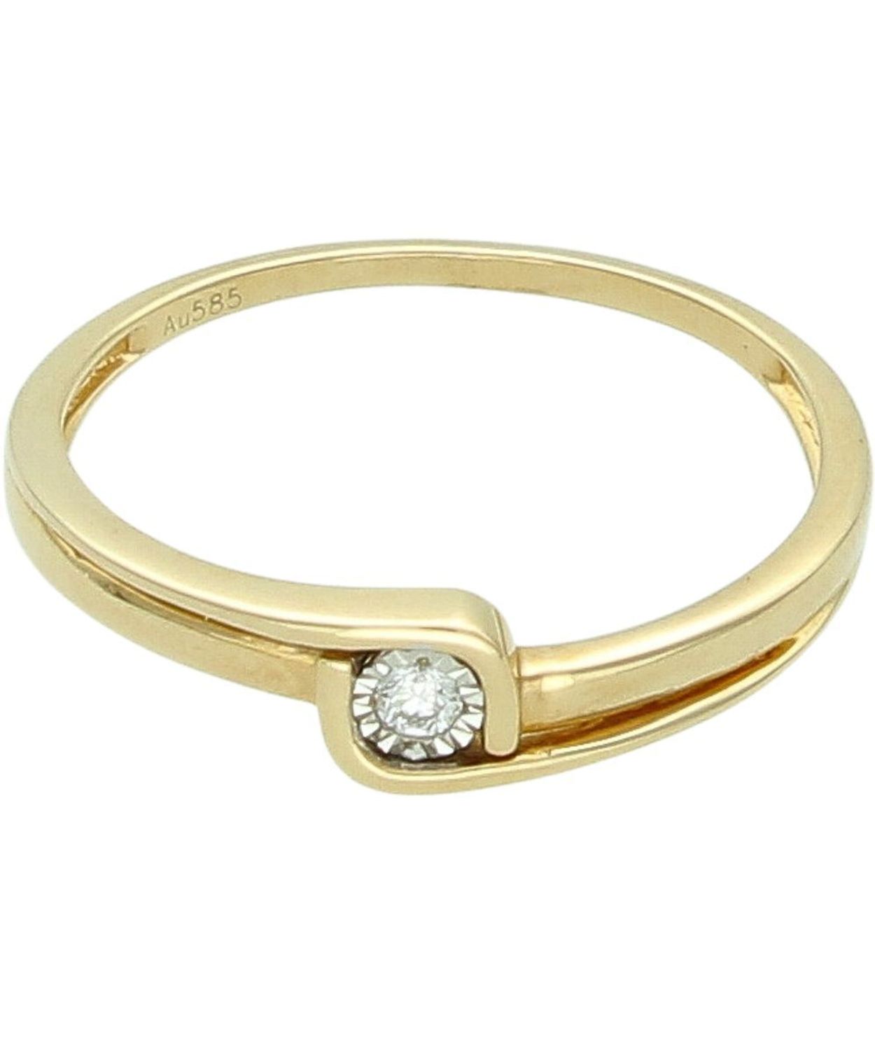 Złoty Pierścionek z Diamentem „Owinięty Diament”  Złoto 585  0,04 ct Au.jpg