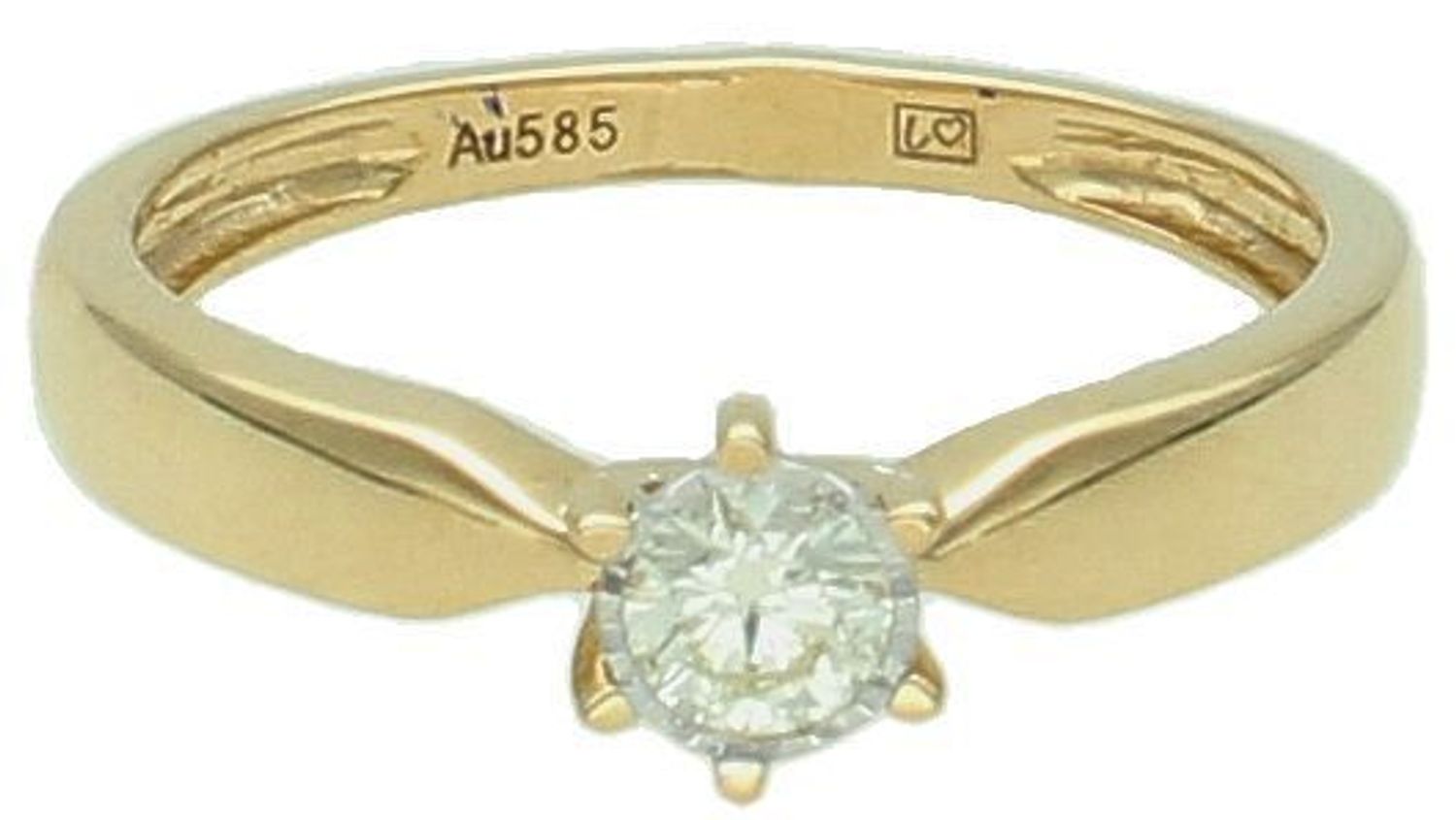 Pierścionek damski z Diamentem, klasyczny pierścionek zaręczynowy 0,15 ct rozmiar 12 RR723Y Damski pierścionek został wykony z złota próby 585 ozdobionego jednym Diamentem..jpg