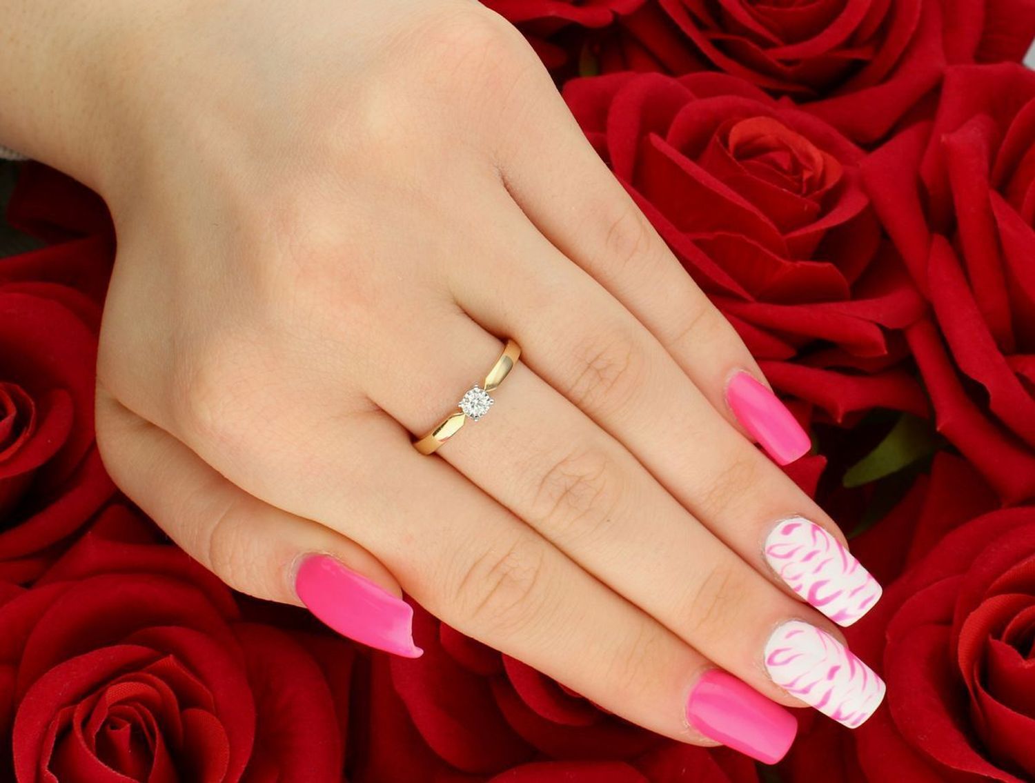 Złoty pierścionek z diamentem 0,09ct GHSI – RR774Y, rozmiar 17, próba 585 Au.jpg