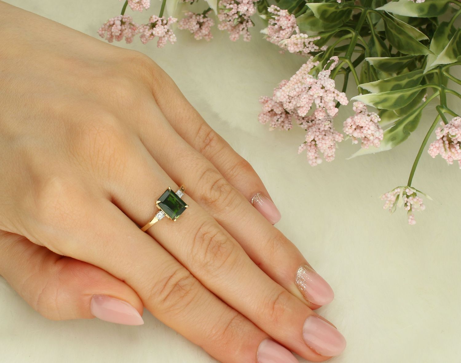 Pierścionek damski z Diamentami, złoty pierścionek z 1,54 ct Diopsydem i Diamentami rozmiar 13 RR788DIOPY.jpg