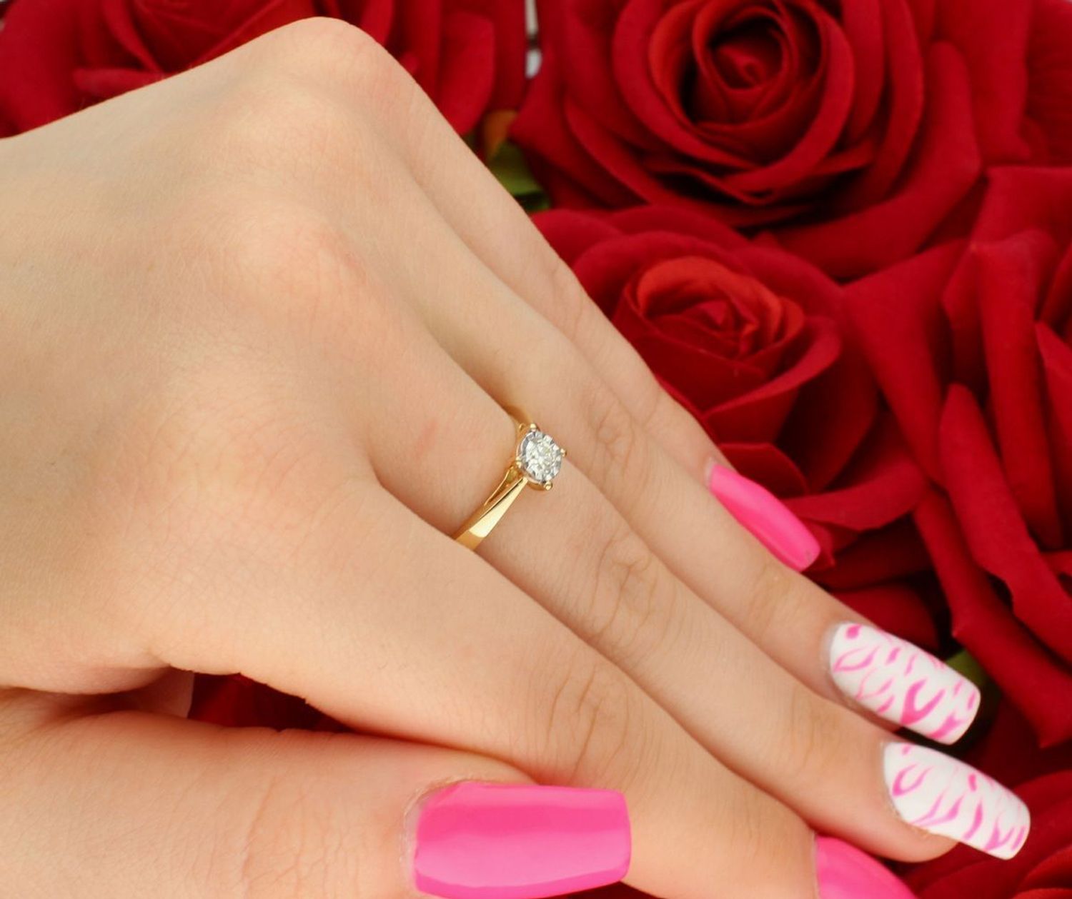 Złoty pierścionek z diamentem 0,20ct GHSI – RR812Y, rozmiar 18, próba 585 Au.jpg