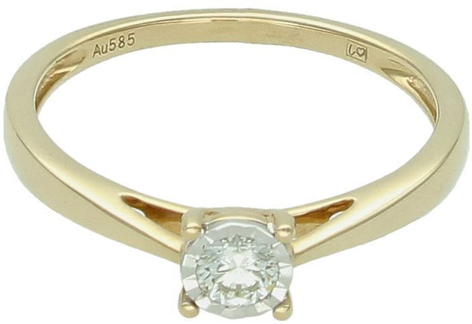 Złoty pierścionek z diamentem 0,20ct GHSI – RR812Y, rozmiar 18, próba 585 Au.jpg