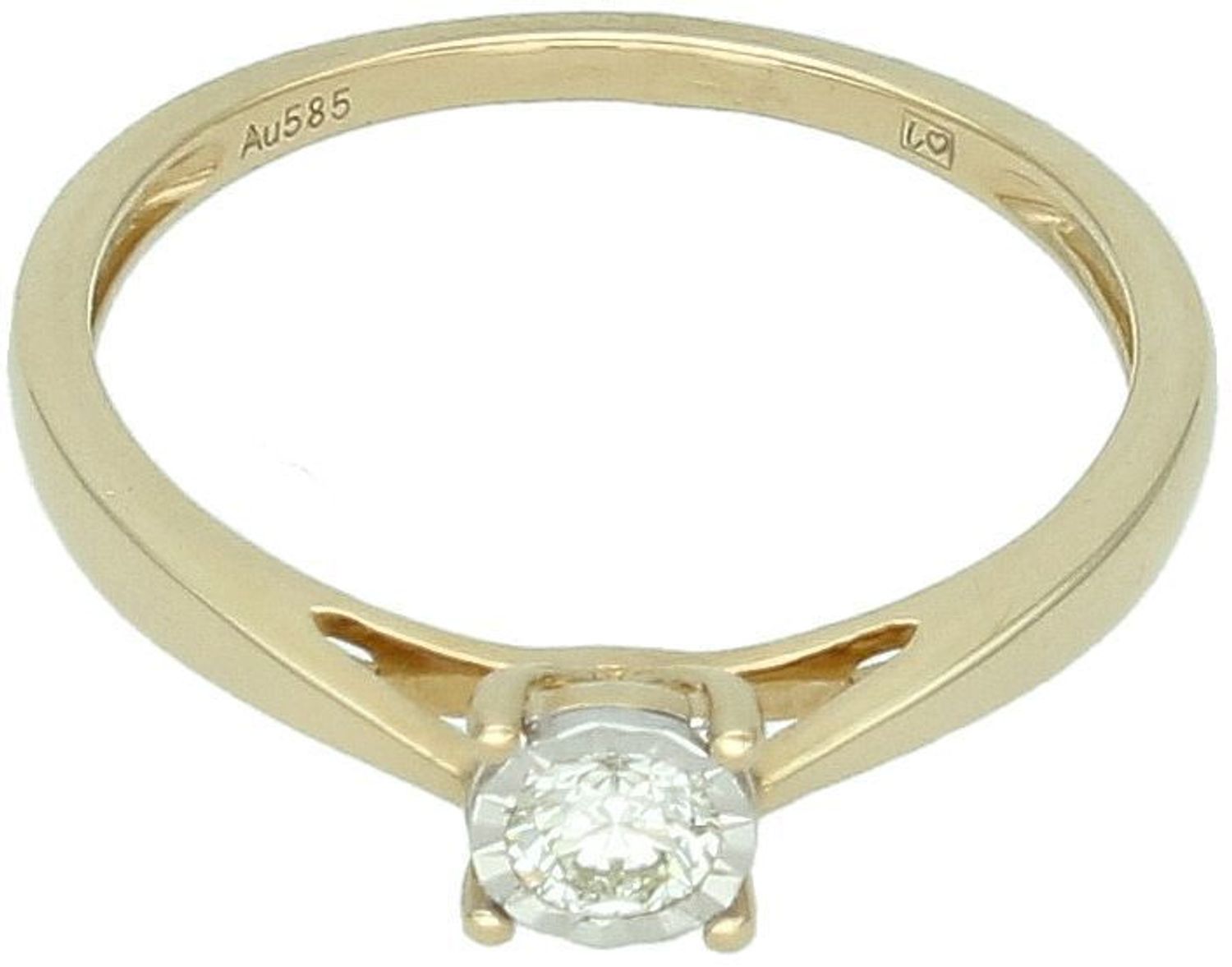 Złoty pierścionek z diamentem 0,20ct GHSI – RR812Y, rozmiar 18, próba 585 Au.jpg