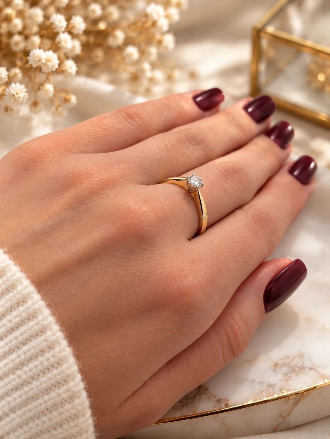 Złoty pierścionek zaręczynowy z diamentem 0,16 ct – rozmiar 18  0,16ct1 (4).jpg