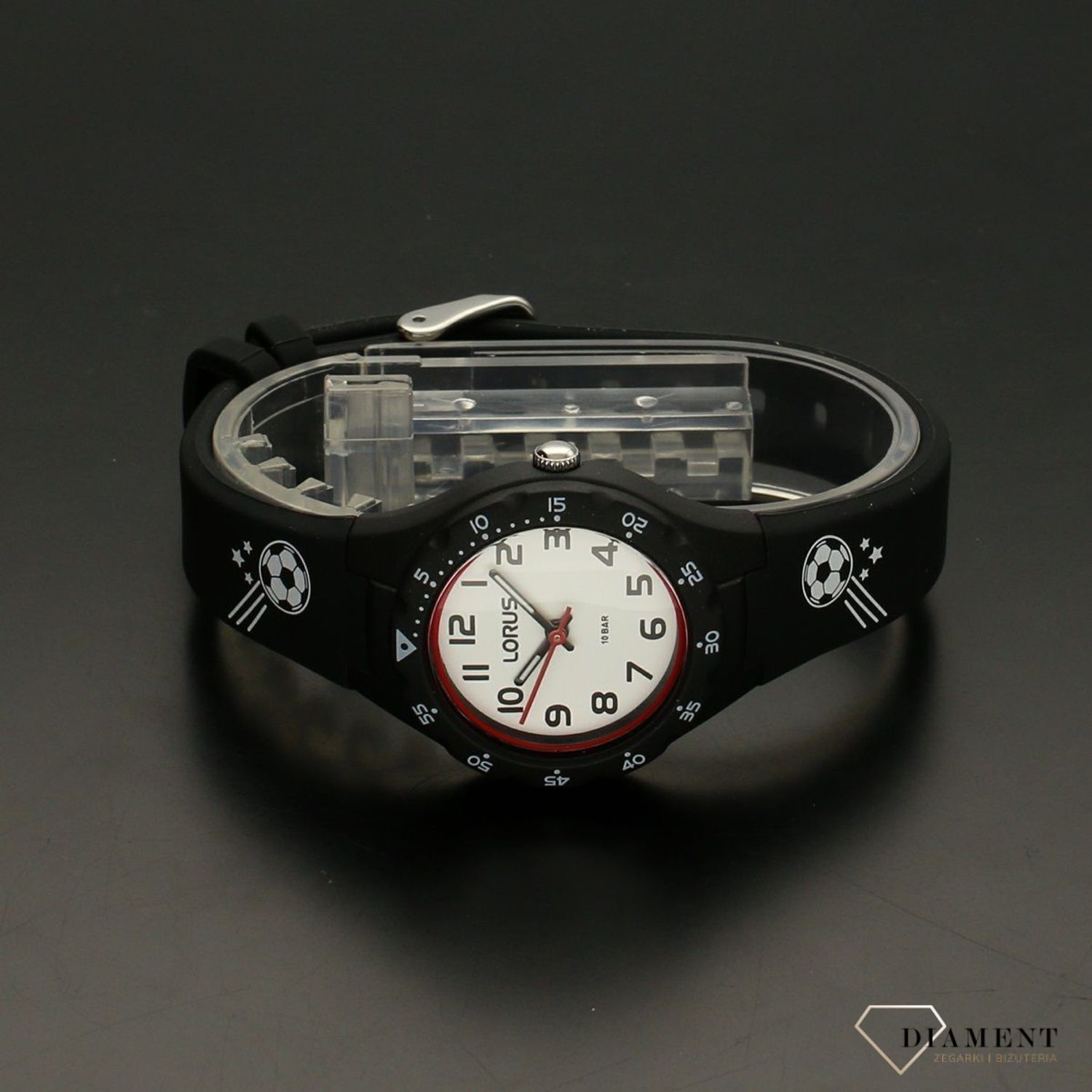Zegarek dla chłopca Lorus 'Czarny pasek z piłką' RRX45GX9.jpg