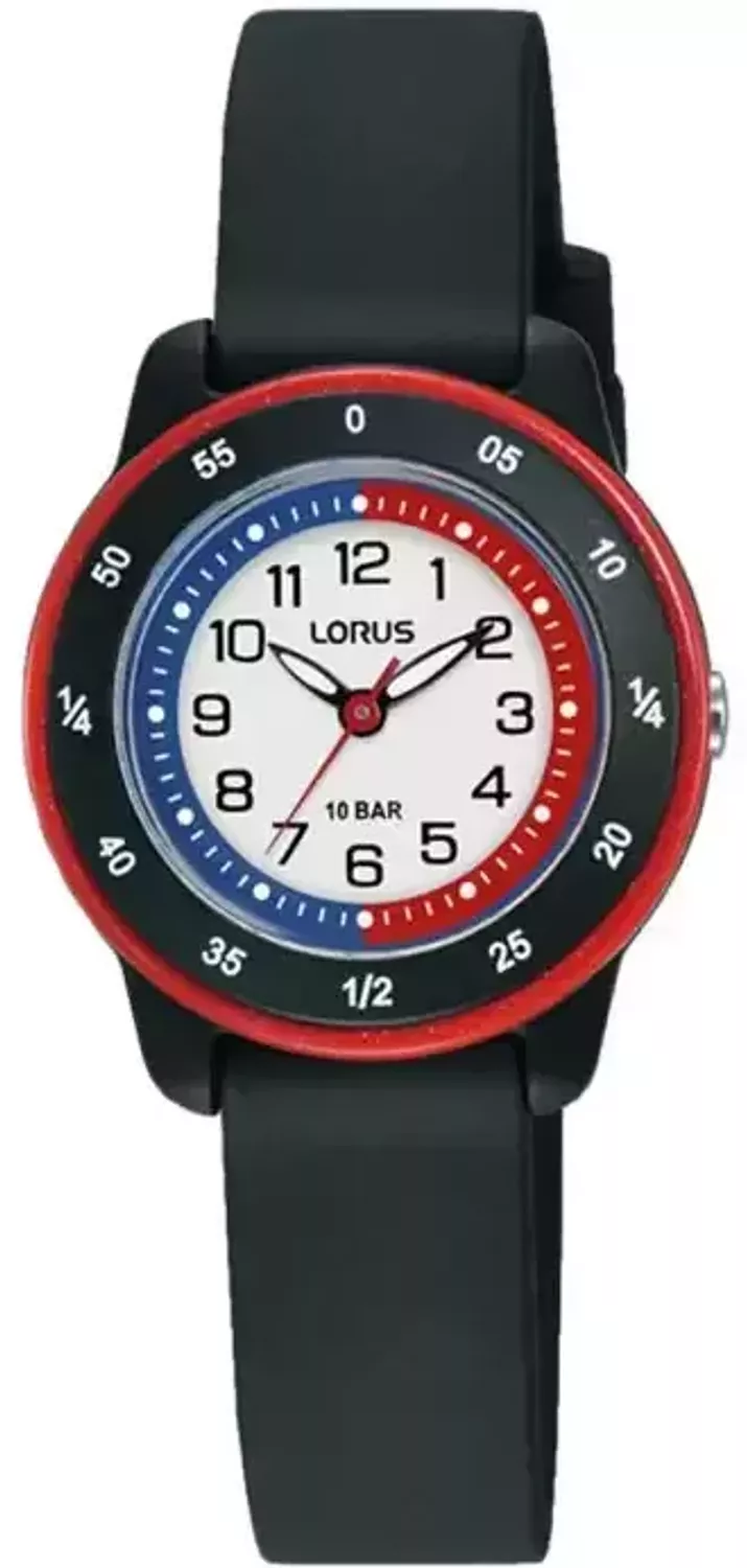 Zegarek LORUS dziecięcy RRX51JX9 Zegarek dla chłopca Lorus czarny RRX51JX9 wyposażony jest w kwarcowy mechanizm, zasilany za pomocą baterii. Posiada bardzo wysoką1.webp