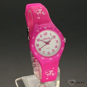 Zegarek dla dziewczynki Lorus 'Zakochane kotki' RRX55GX9 ✅ Zegarek Lorus zbudowany jest z koperty z tworzywa sztucznego w kolorze różowym oraz paska silikonowego w kolorze różowym (2).jpg