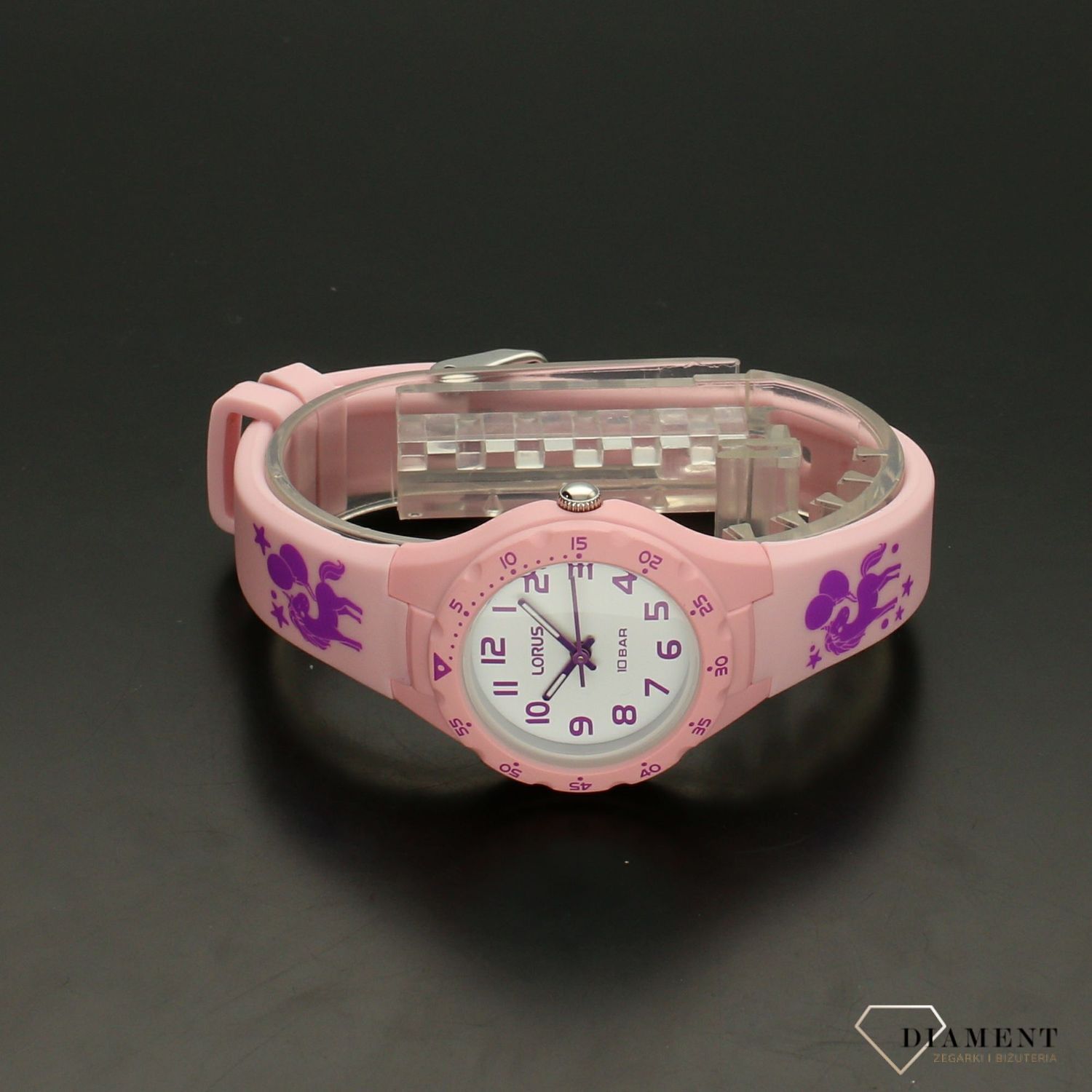 Zegarek dla dziewczynki różowy Lorus 'Jednorożec z balonikiem' RRX69GX9.jpg