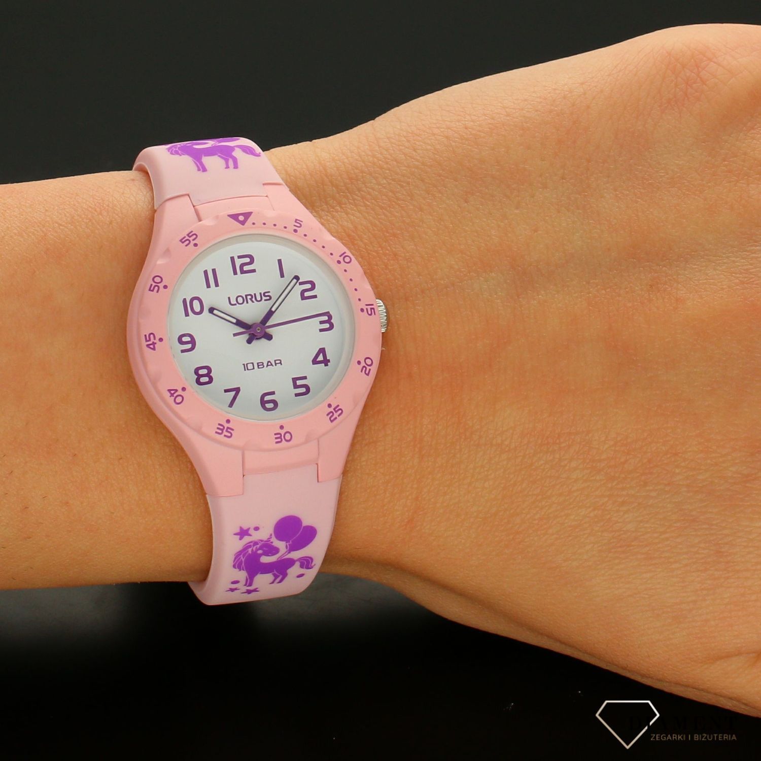 Zegarek dla dziewczynki różowy Lorus 'Jednorożec z balonikiem' RRX69GX9.jpg