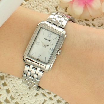 Lorus RRX71JX9 Damski Zegarek Stalowy Srebrny Prostokątny Klasyczny Bransoleta 50M Elegancki srebrny.jpg