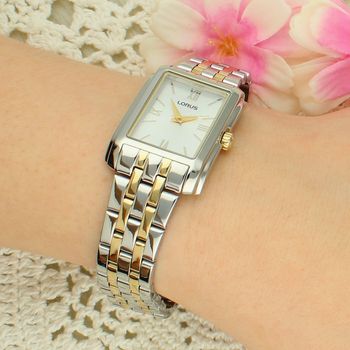 Lorus RRX73JX9 Damski Zegarek Bicolor Srebrno-Złoty Prostokątny Bransoleta 50M Klasyczny lorus.jpg