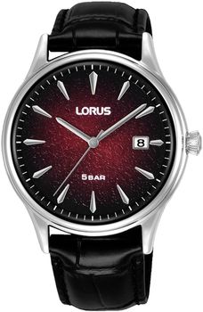 Zegarek męski Lorus Classic RS901EX9 kwarcowy z czerwoną tarczą i skórzanym paskiem (1).jpg