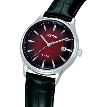 Zegarek męski Lorus Classic RS901EX9 kwarcowy z czerwoną tarczą i skórzanym paskiem (2).jpg