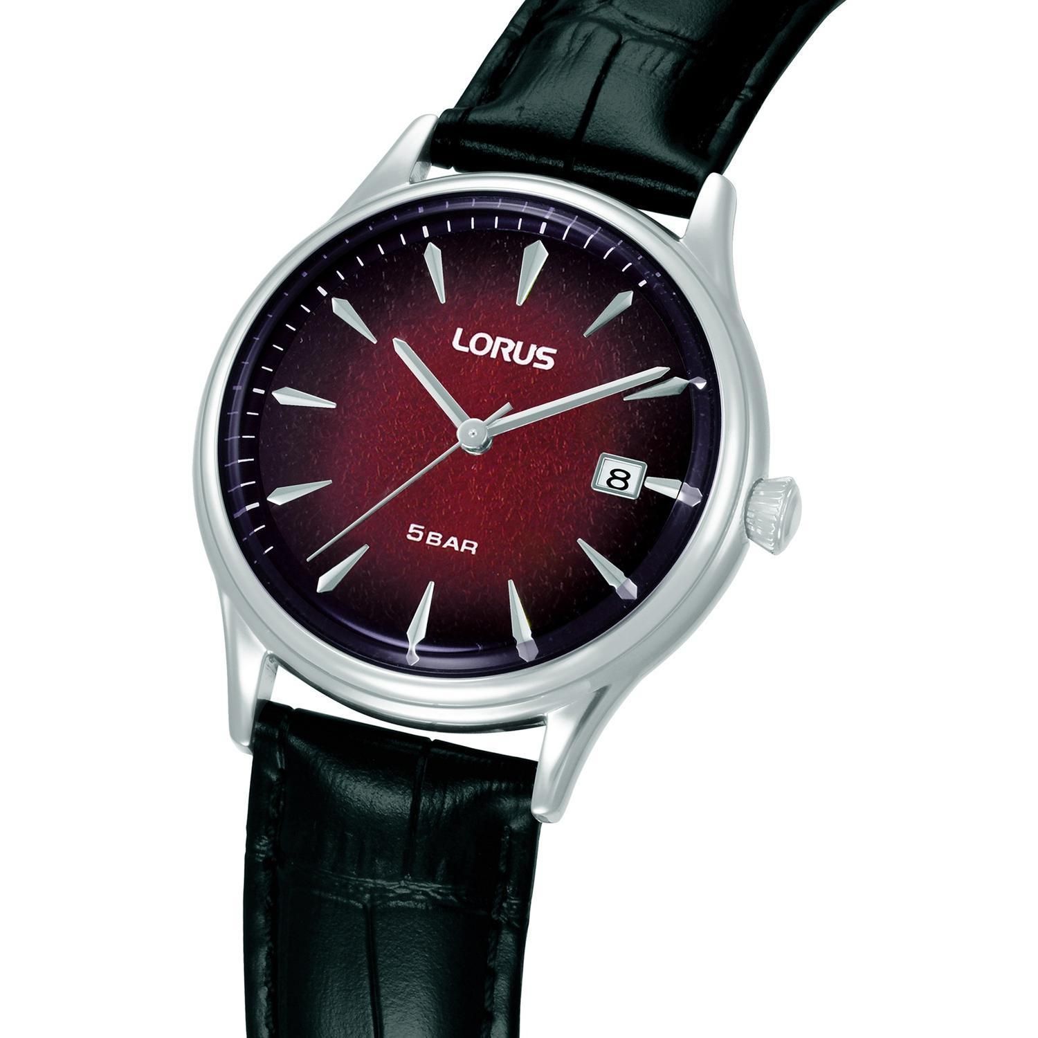 Zegarek męski Lorus Classic RS901EX9 kwarcowy z czerwoną tarczą i skórzanym paskiem (1).jpg