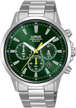 Zegarek męski Lorus Sport Chronograph RT313LX9 kwarcowy z zieloną tarczą i stalową bransoletą (1).jpg