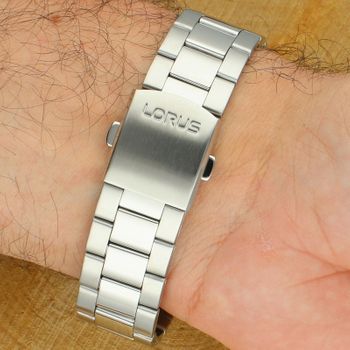 Zegarek męski Lorus Sport Chronograph RT313LX9 kwarcowy z zieloną tarczą i stalową bransoletą zapięcie.jpg