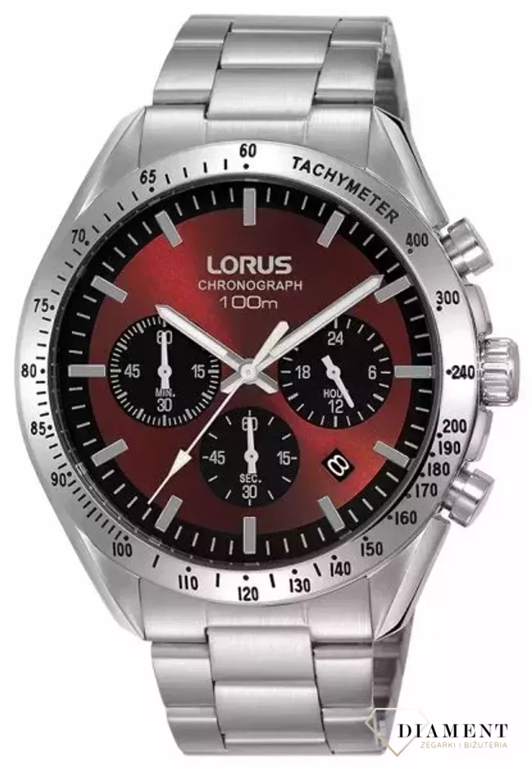 Zegarek męski Lorus Chronograph RT337HX9 wyposażony jest w kwarcowy mechanizm, zasilany za pomocą baterii. Posiada bardzo wysoką dokładność mierzenia czasu +- 10 sekund w przeciągu 30 dni..webp