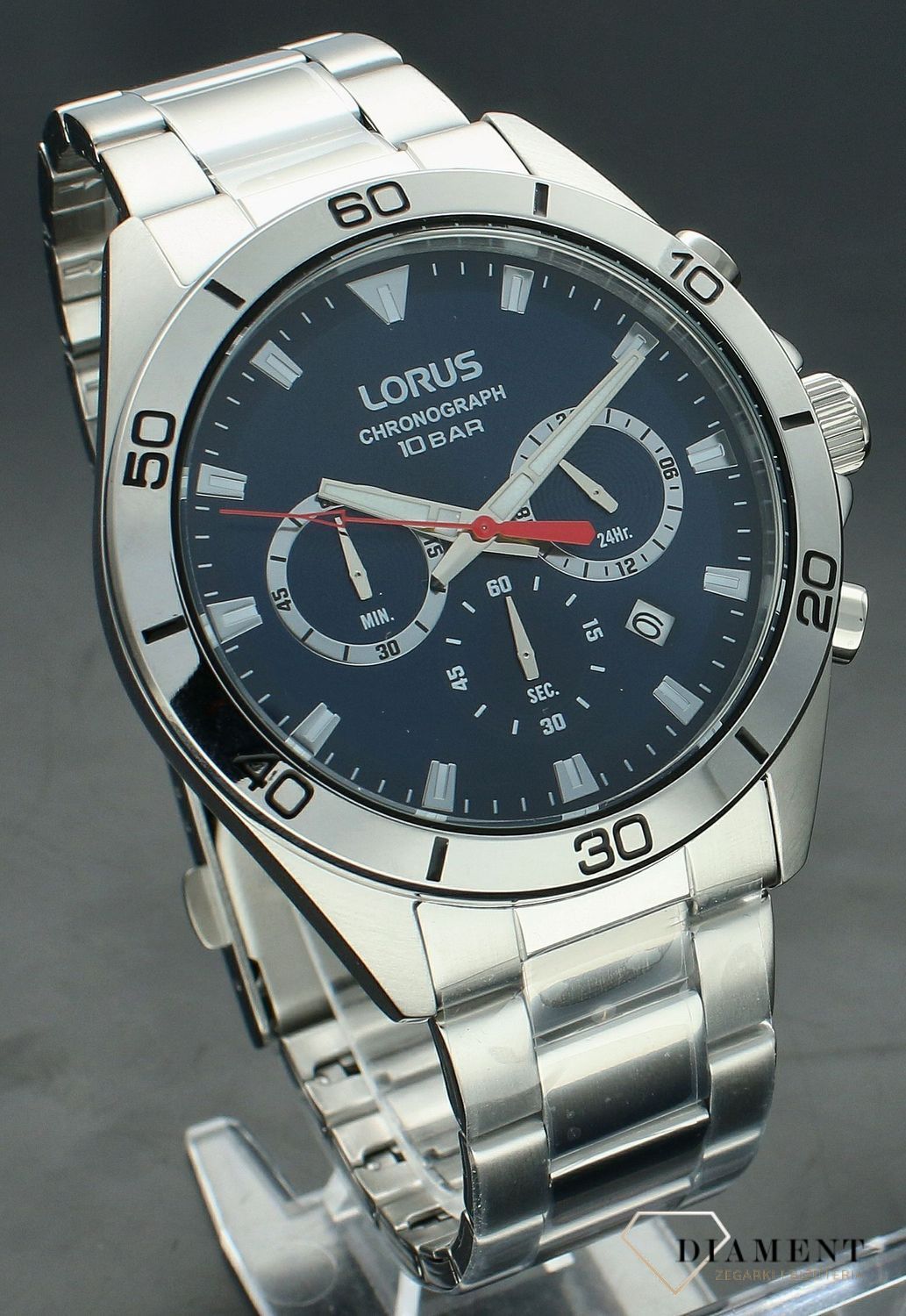 Zegarek męski Lorus Chronograph RT337KX9.  Zegarek męski na bransolecie. Zegarek Lorus z chronografem. Klasyczny zegarek męski Lorus. Zegarek męski idealny na prezent..jpg