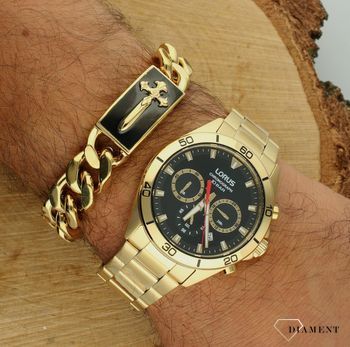 Zegarek męski Lorus Chronograph na złotej bransolecie RT340KX9. Złoty zegarek dla mężczyzny. Zegarek męski w złotym kolorze. Pomysł na prezent dla mężczyzny. Zegarek Lorus męski na złotej bransolecie.2.jpg