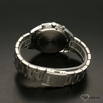 Zegarek męski na bransolecie z czarną  tarczą i niebieskimi dodatkami Lorus RT381HX9 (4).jpg
