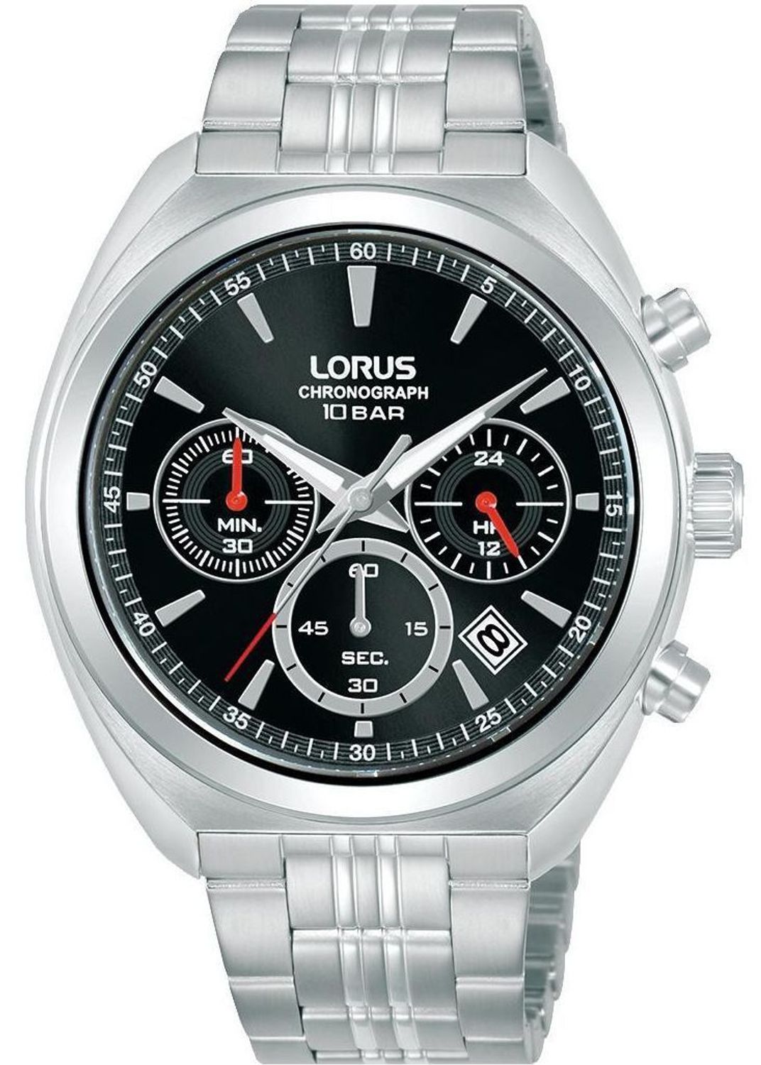Sportowy zegarek męski Lorus RT383KX9 z mechanizmem Seiko VD53, funkcją chronografu, tachometrem, datownikiem i wodoszczelnością 100M. Elegancja i funkcjonalność na co dzień.1.jpg