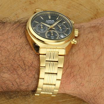 Zegarek Lorus RT386KX9 złoty PVD Seiko VD53 chronograf 100 m czarna tarcza fashion.jpg