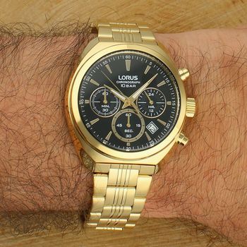 Zegarek Lorus RT386KX9 złoty PVD Seiko VD53 chronograf 100 m czarna tarcza gold.jpg