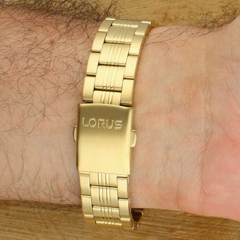 Zegarek Lorus RT386KX9 złoty PVD Seiko VD53 chronograf 100 m czarna tarcza zapięcie.jpg