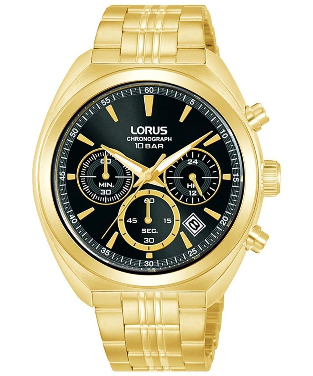 Zegarek Lorus RT386KX9 złoty PVD Seiko VD53 chronograf 100 m czarna tarcza męski zegarek.jpg