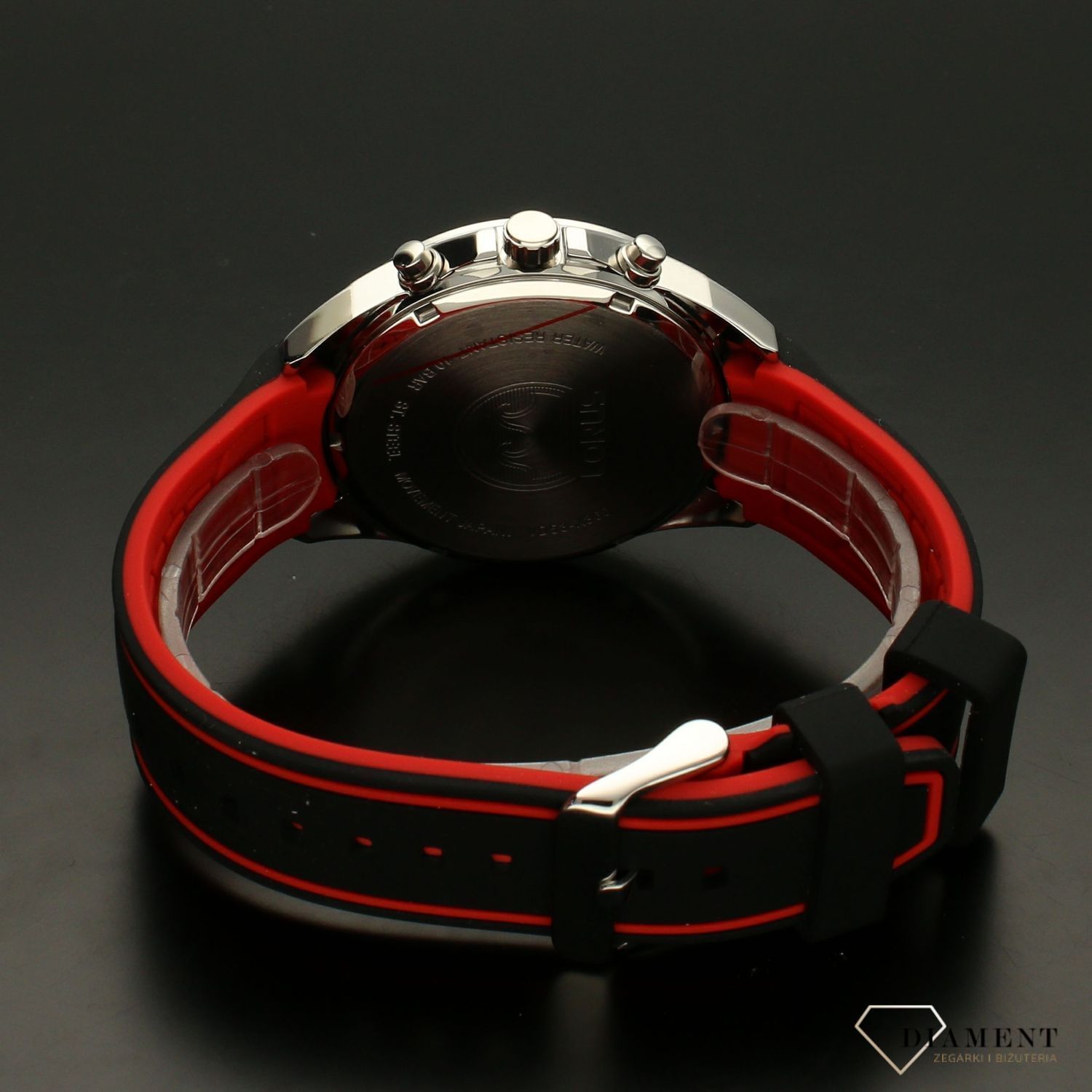 Zegarek męski sportowy z chronografem Lorus RT387HX9 na silikonowym pasku w czarno-złotej kolorystyce..jpg