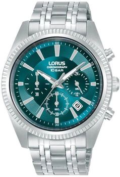 Stylowy zegarek Lorus RT399KX9 z niebieską tarczą, chronografem i datownikiem. Niezawodny mechanizm kwarcowy, stalowa bransoleta, WR – do pływania.1.jpg