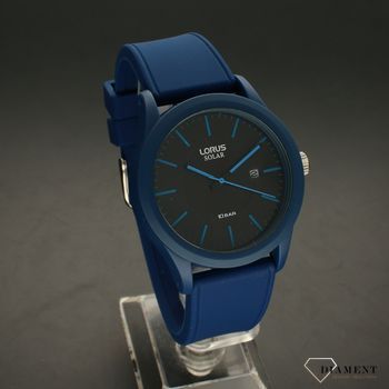 Zegarek męski na niebieskim pasku silikonowym zasilany solarnie RX305AX9.  (1).jpg