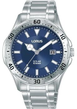 Zegarek męski Lorus RX397AX9 z mechanizmem solarnym Seiko Epson, stalową kopertą i bransoletą, niebieską tarczą ze szlifem słonecznym, luminescencyjnymi wskazówkami oraz wodoszczelnością 1.jpg